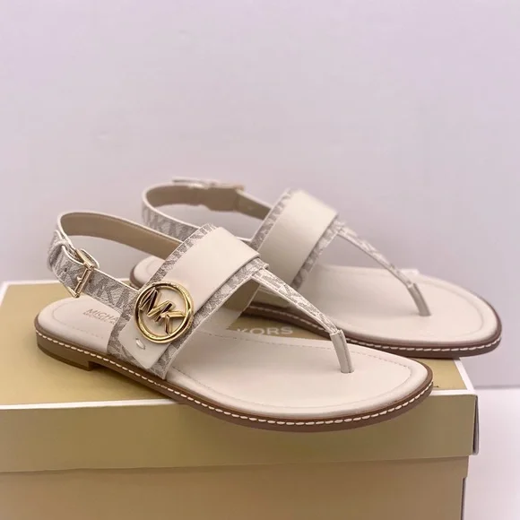 Michael Kors Women's White and Gold Sandals - Picture 5 of 9
